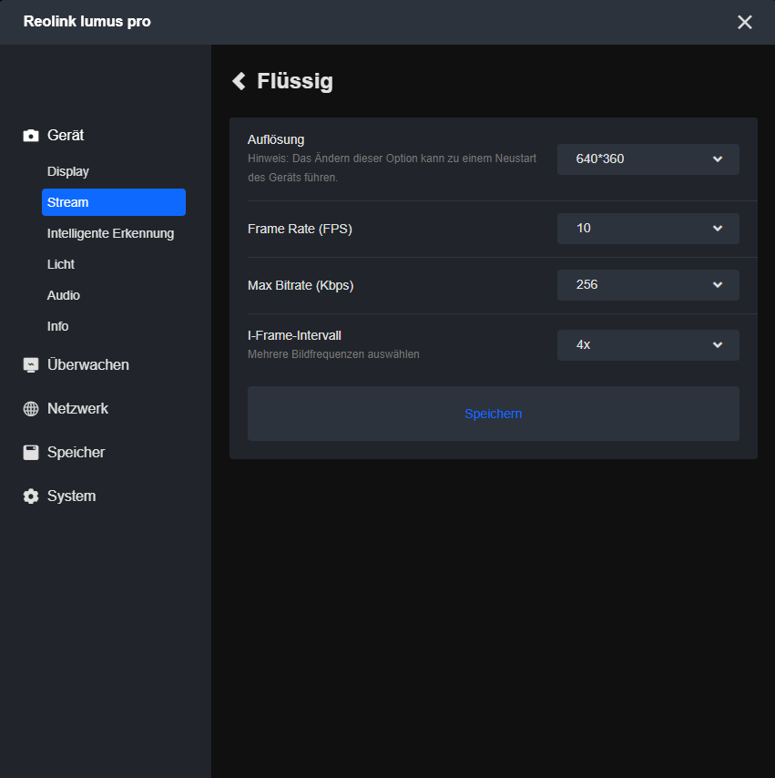 client stream fluent settings