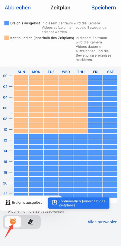 camera recording schedule Timer
