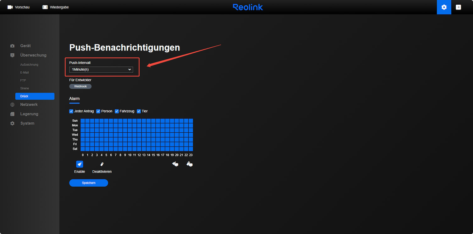 web change push interval