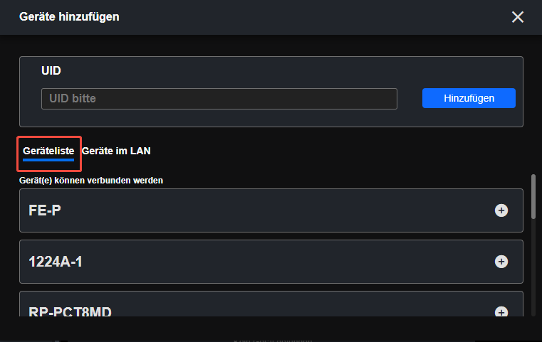 client device list