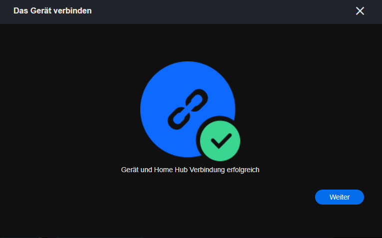 client device and homehub connection succeeded