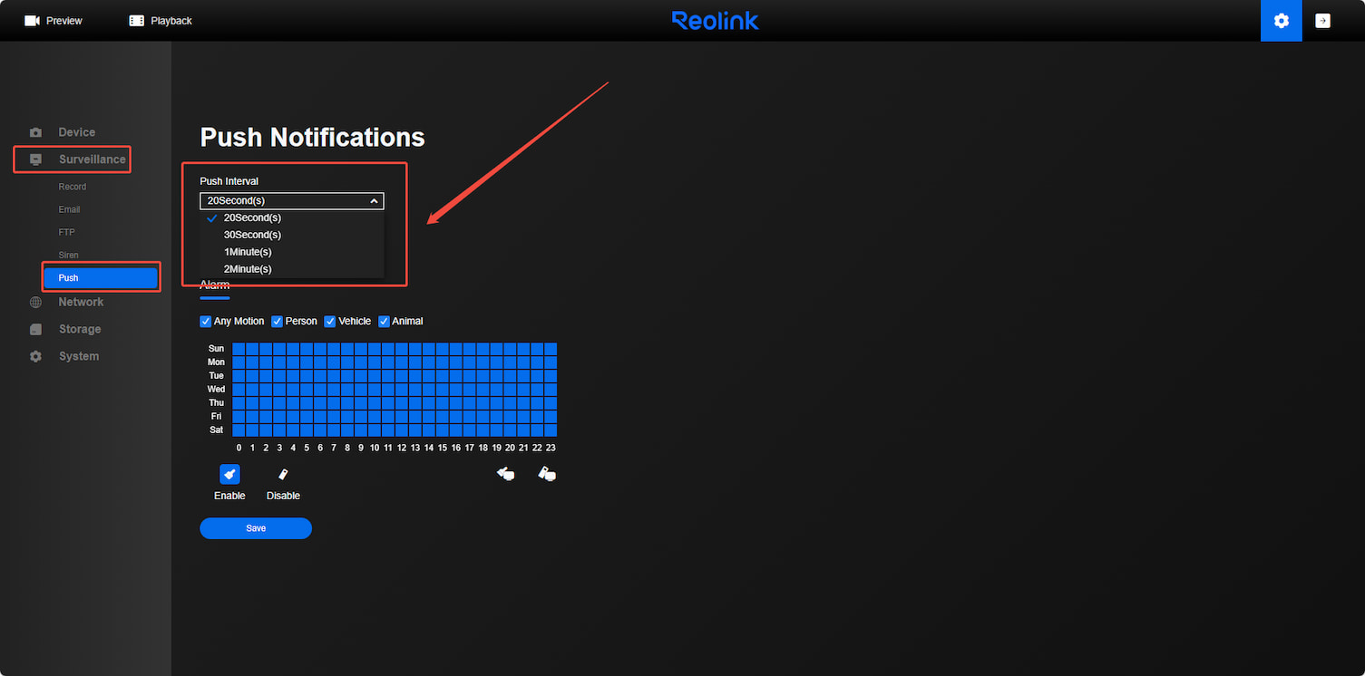 web push interval