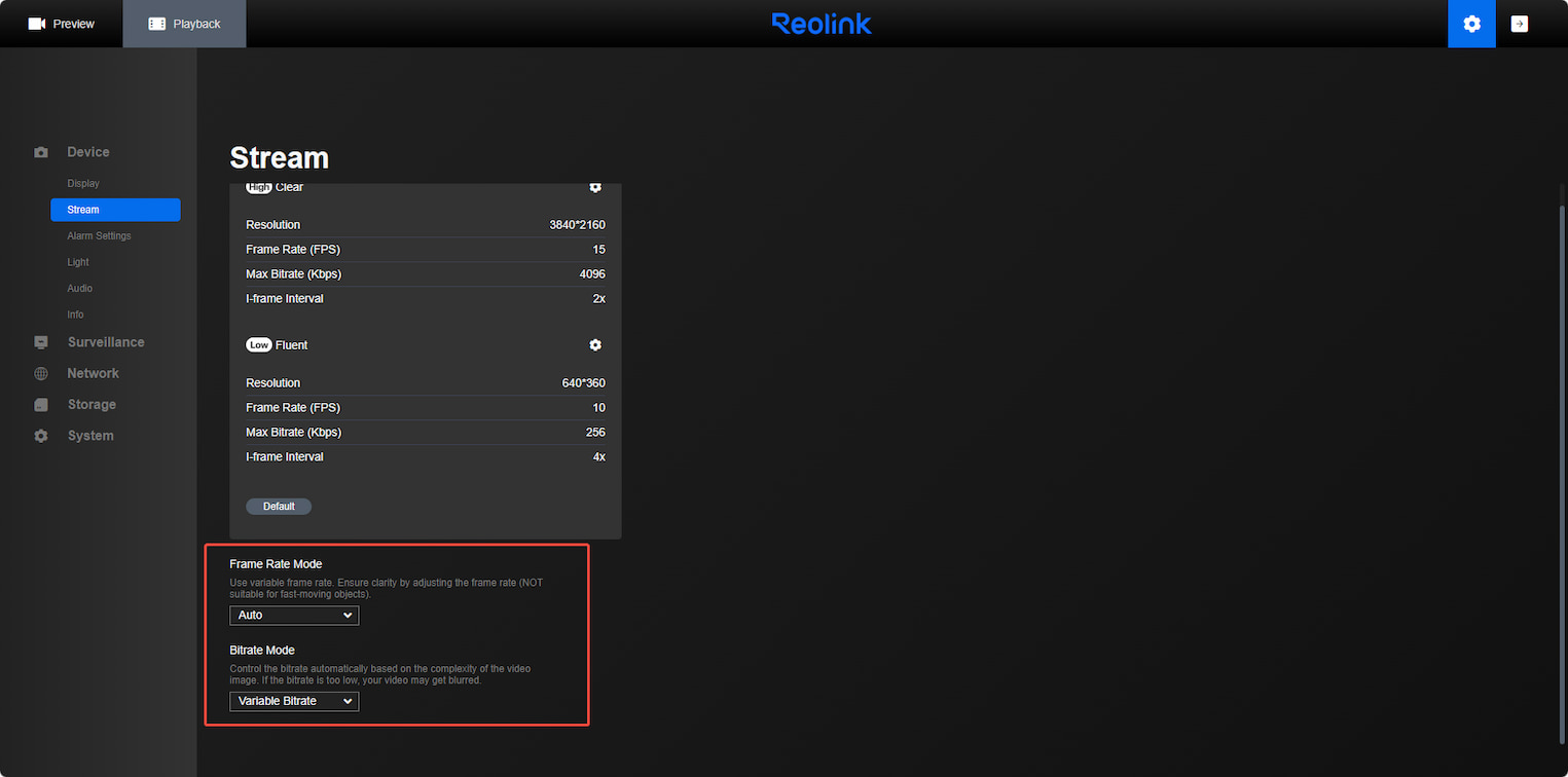 Frame Rate Mode and Bitrate Mode