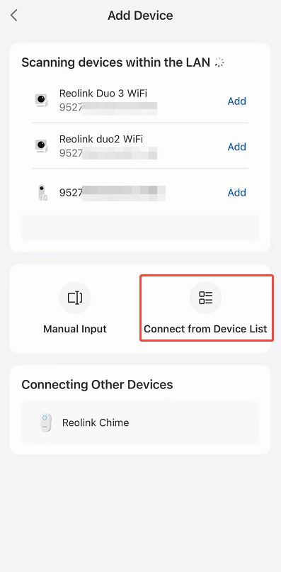 connect from devcie list