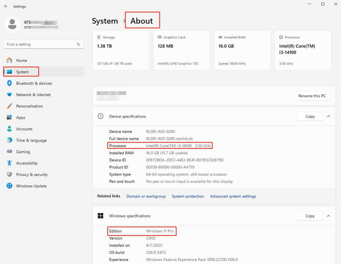 windows info