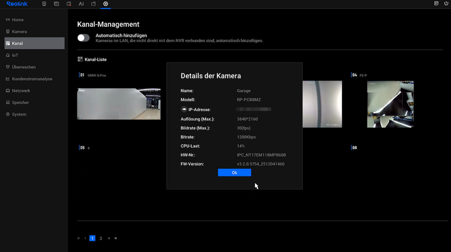 nvr channel camera info