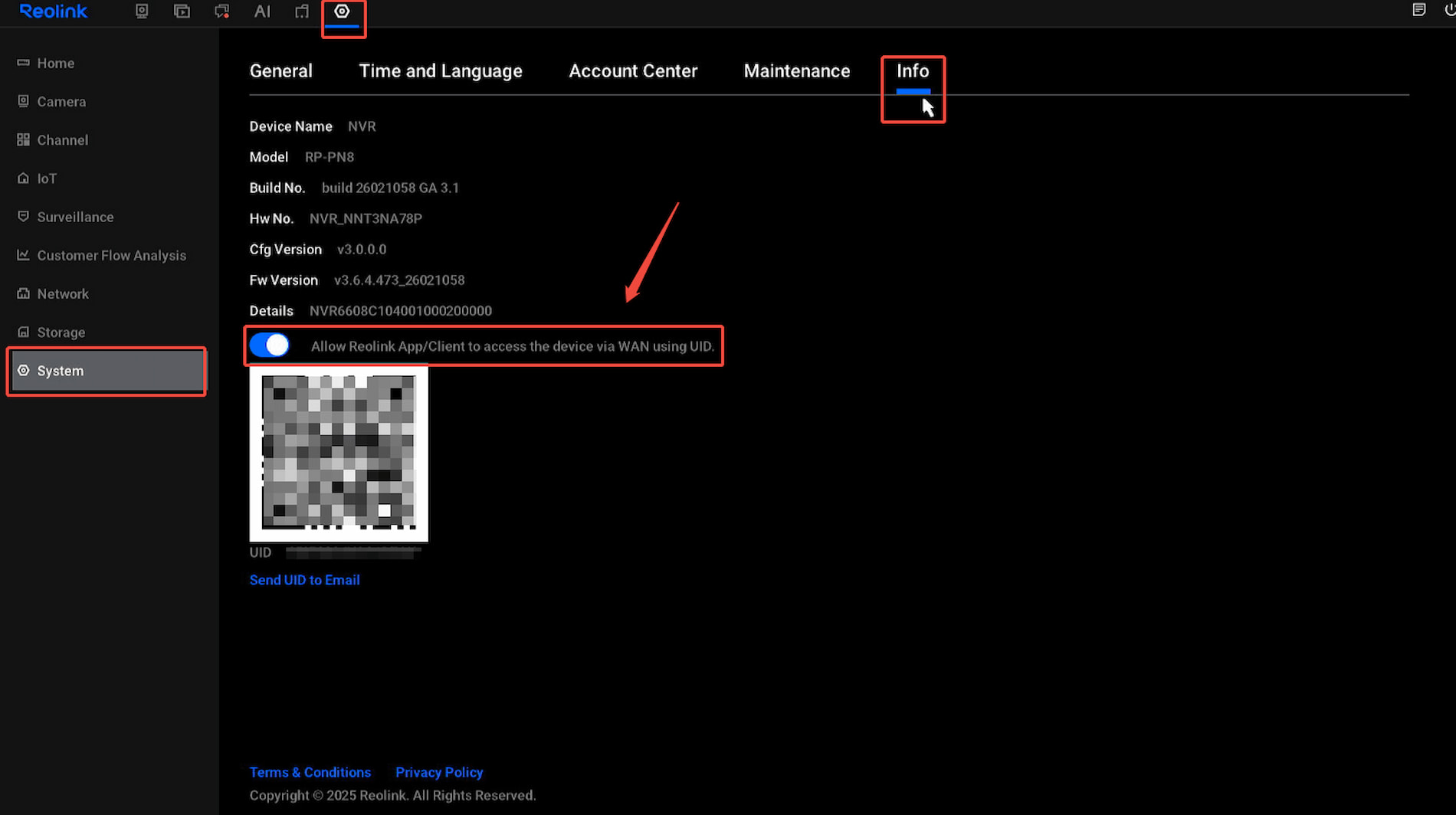 nvr enable UID