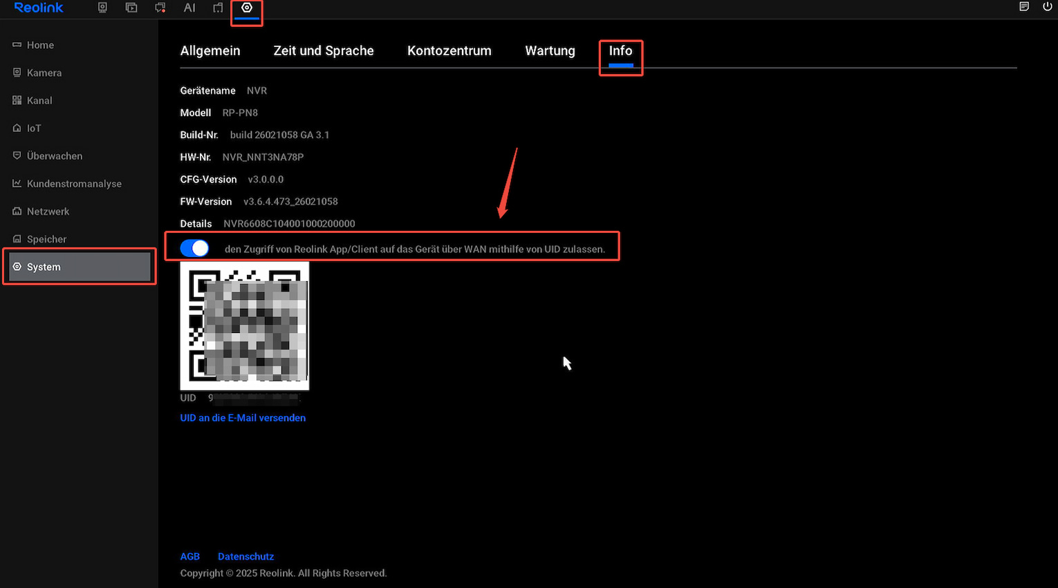 nvr enable UID