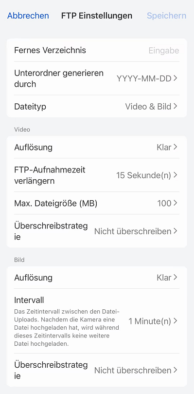 FTP settings