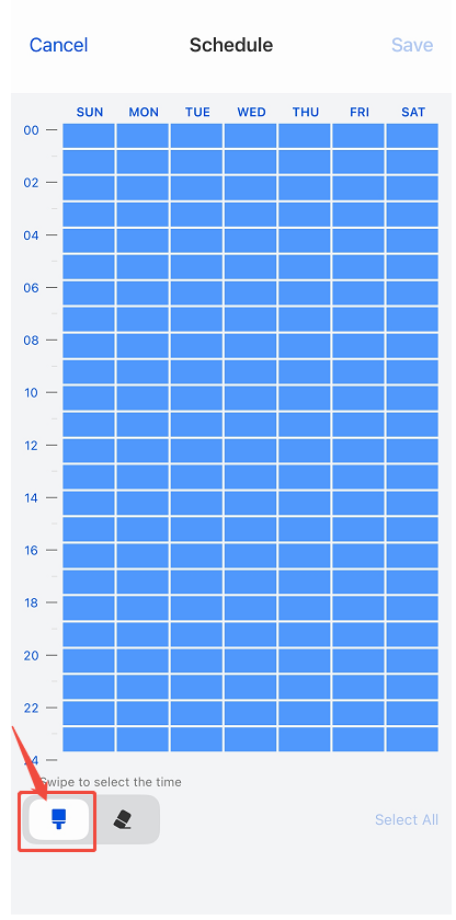 select the time