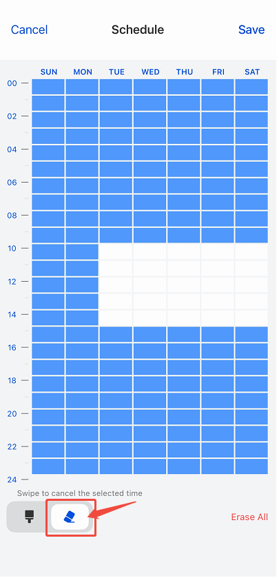 cancel the selected time