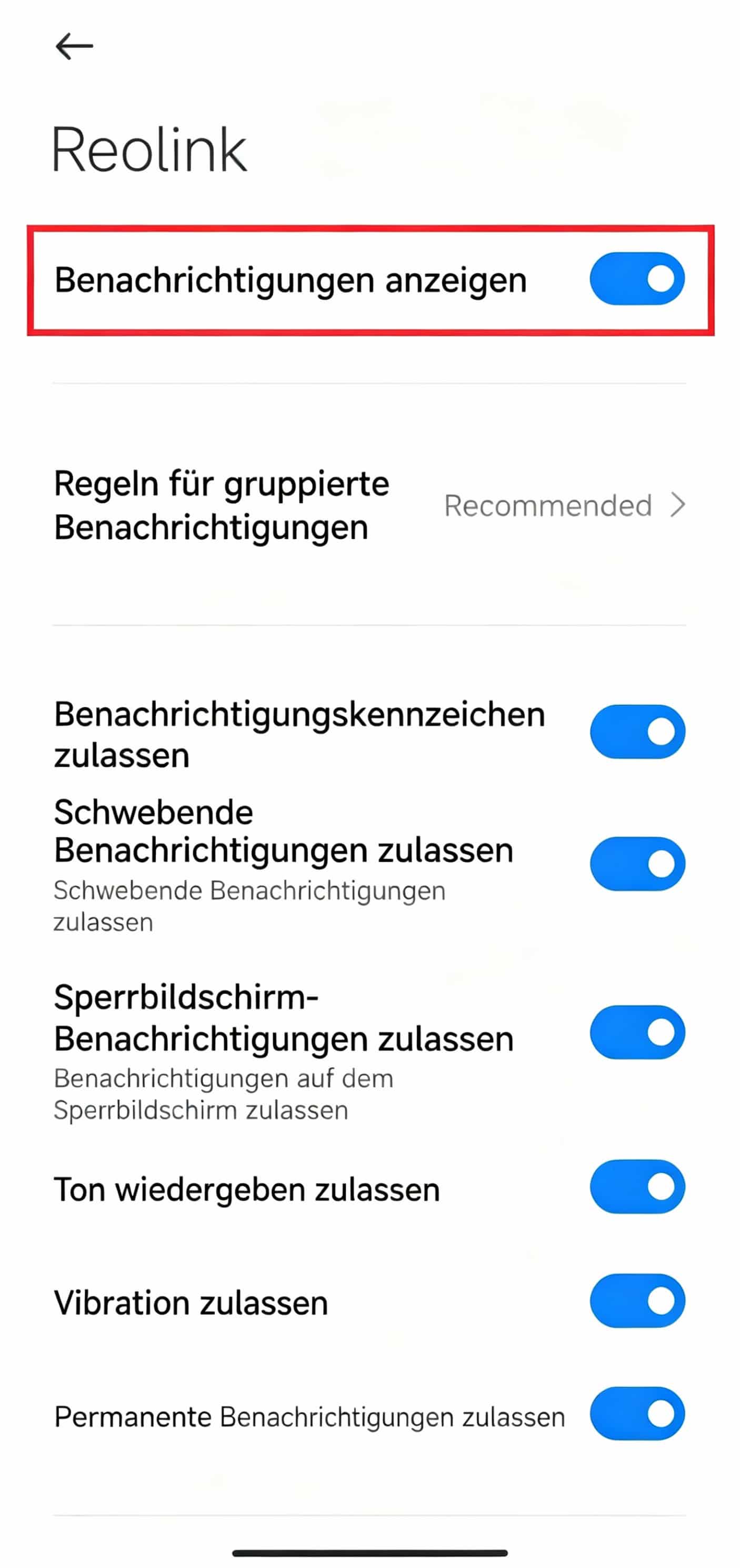 reolink  show notification
