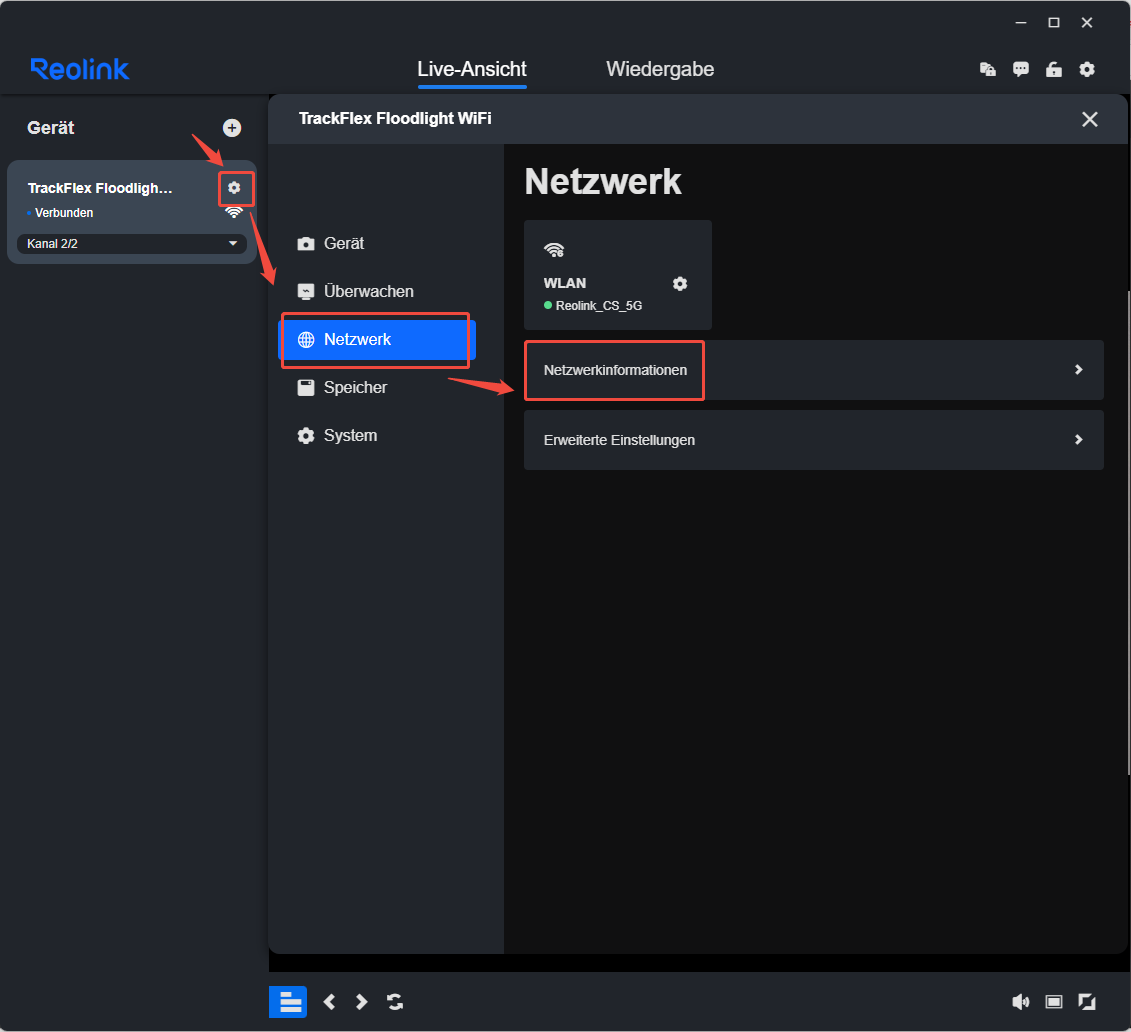 client network info