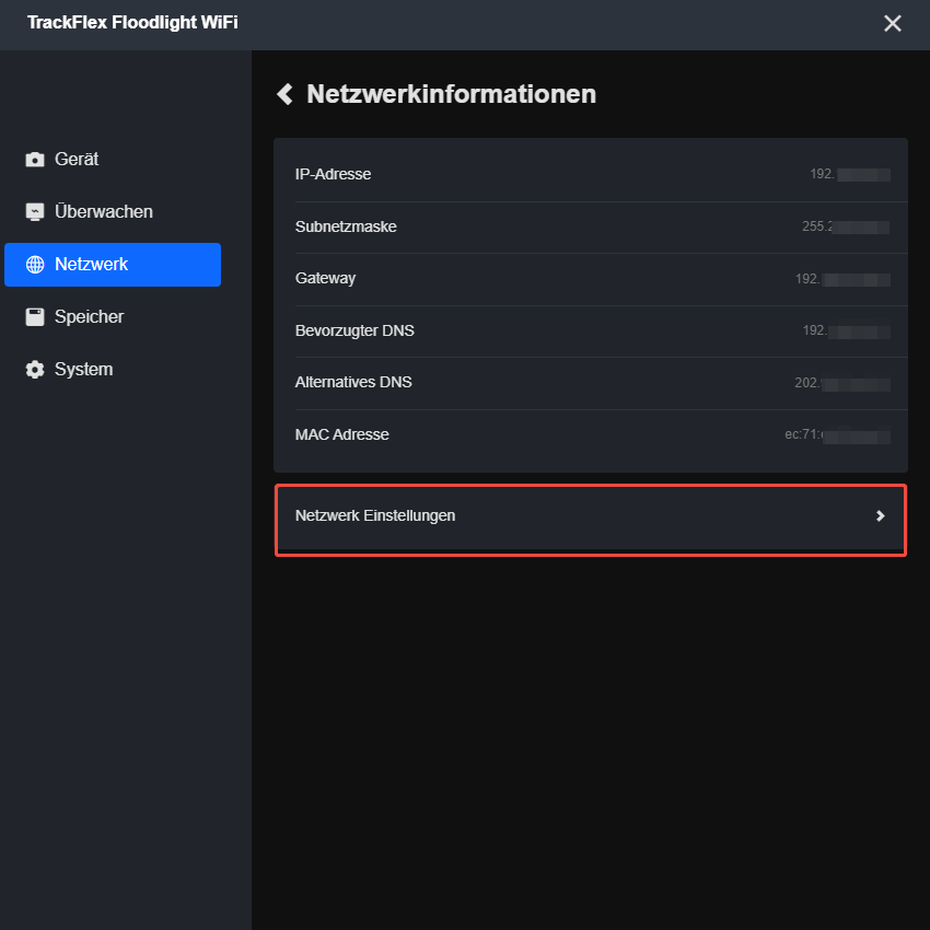 client network settings