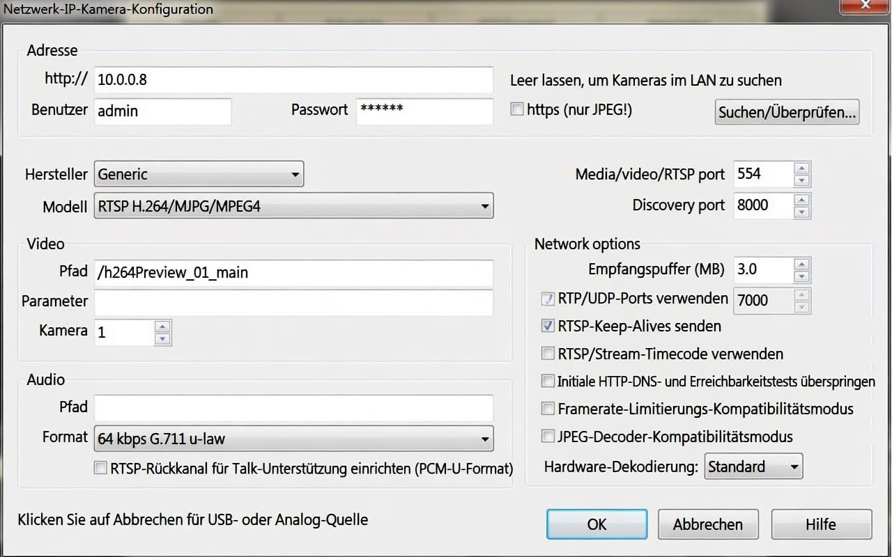 select H.264 RTSP