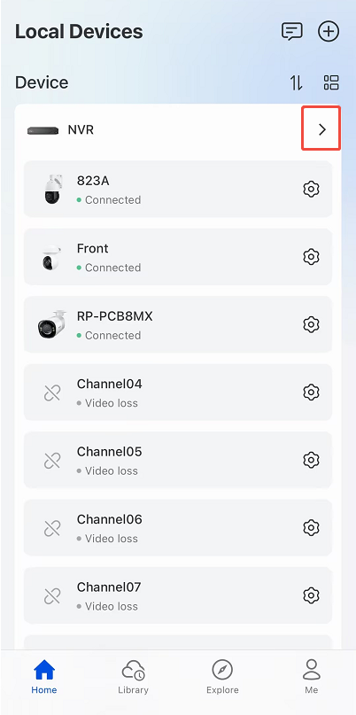 device list nvr