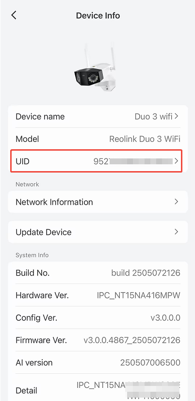 home hub camera UID