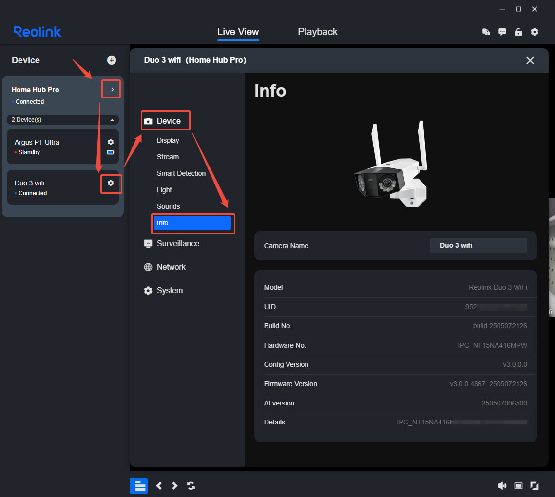 home hub camera UID