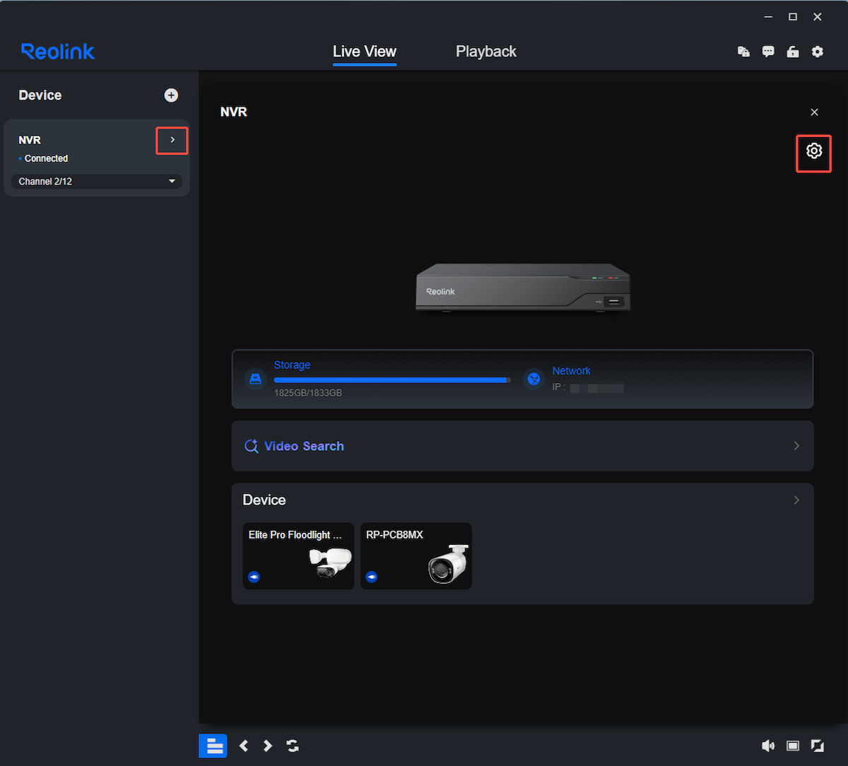 client NVR settings