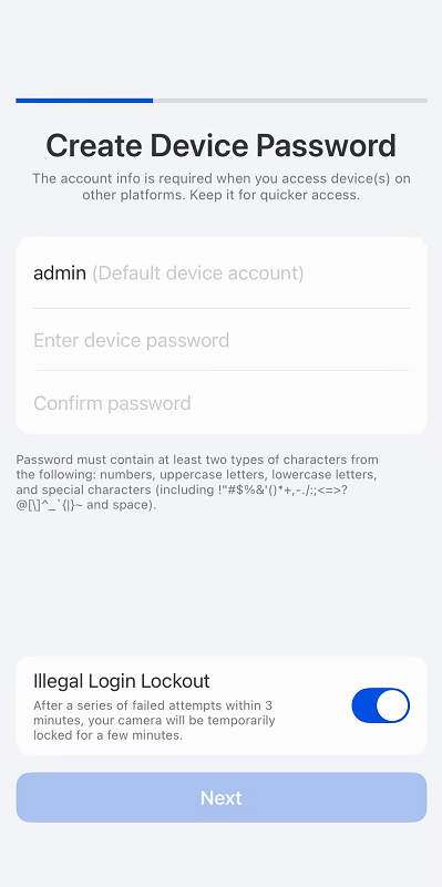 setting a new password