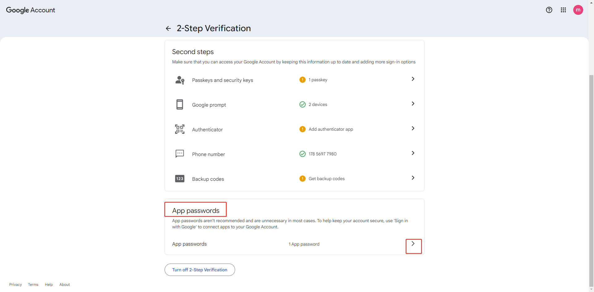 set up app password