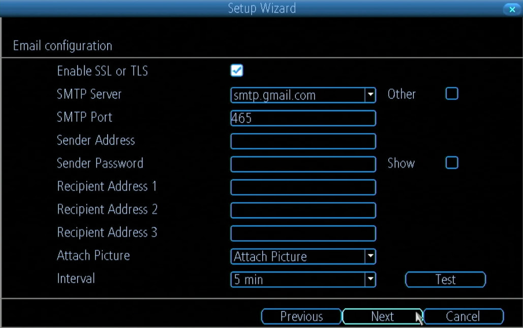 Email configuration
