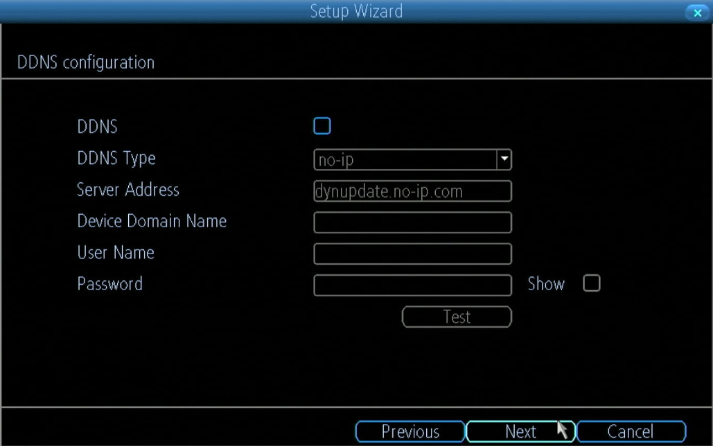 Set up the DDNS configuration