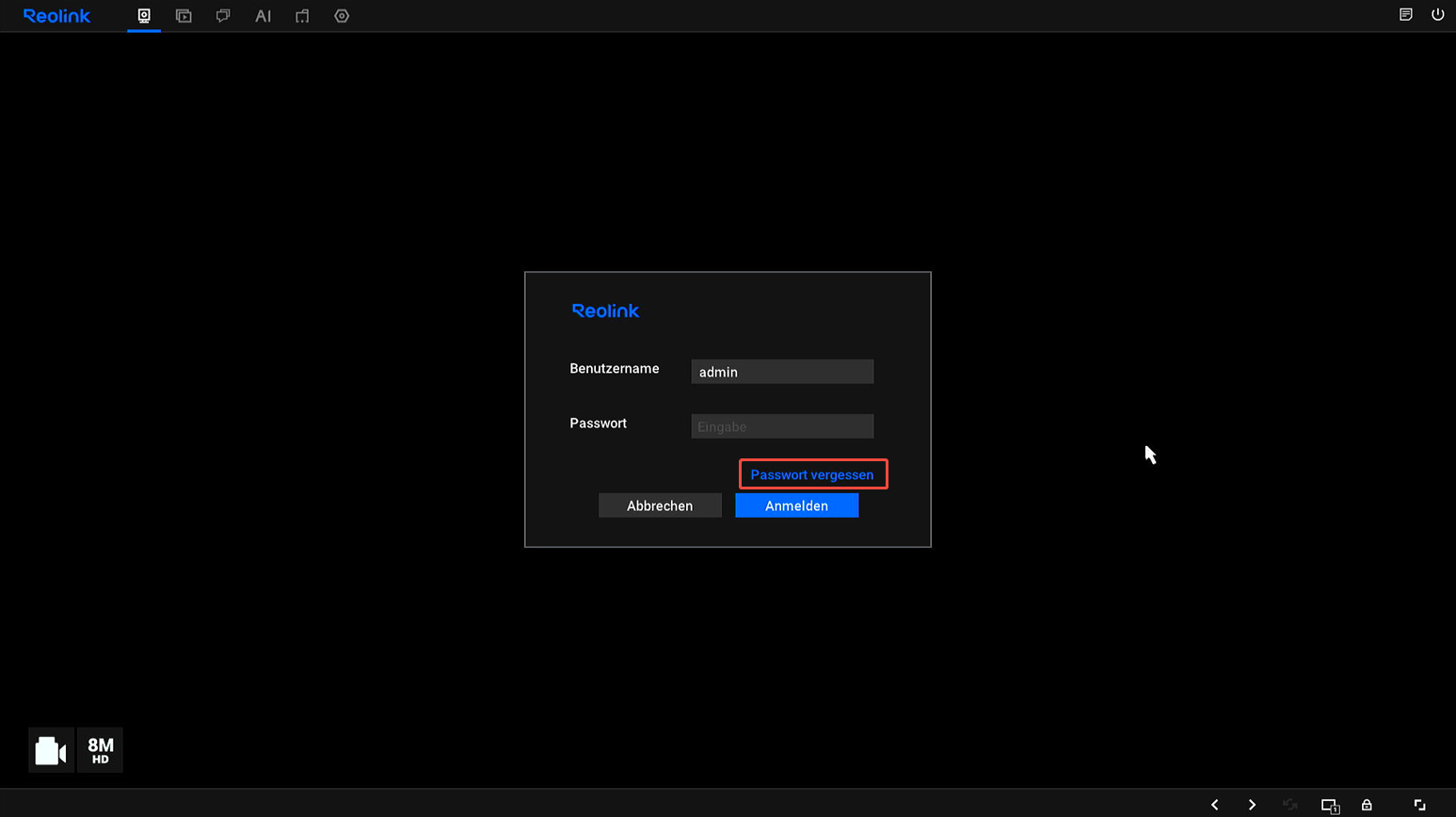 NVR forget password