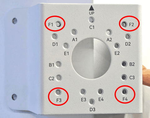 Pattern-F holes on the corner bracket