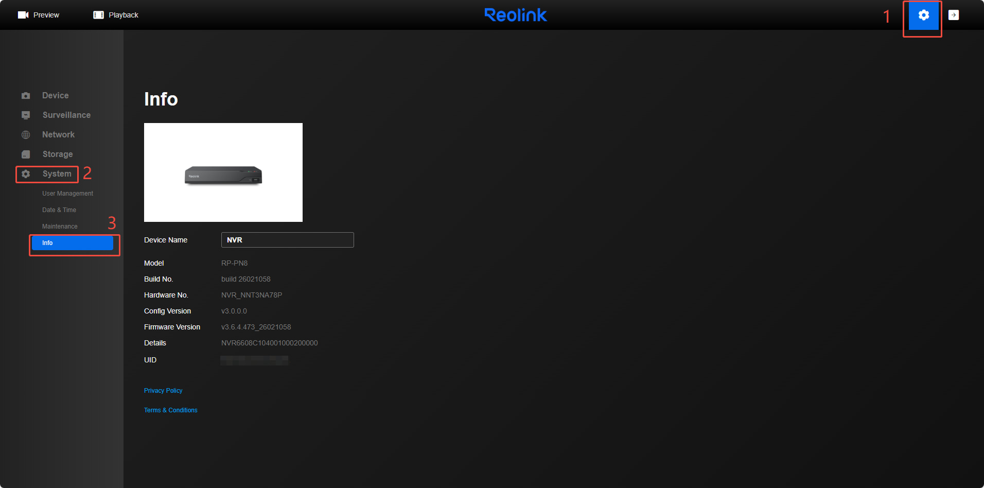 web NVR Info