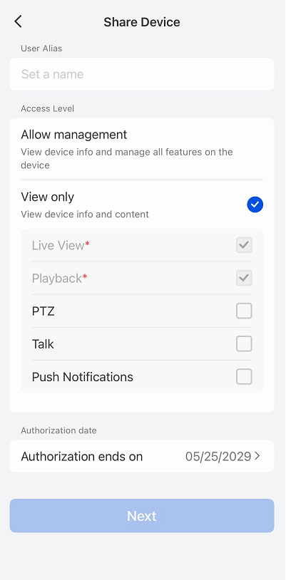 view only settings