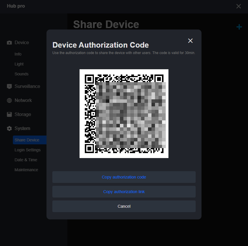 client device share code