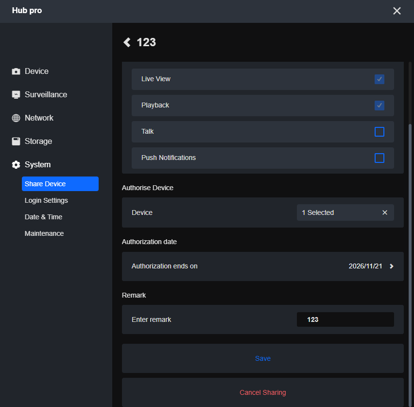client cancel sharing