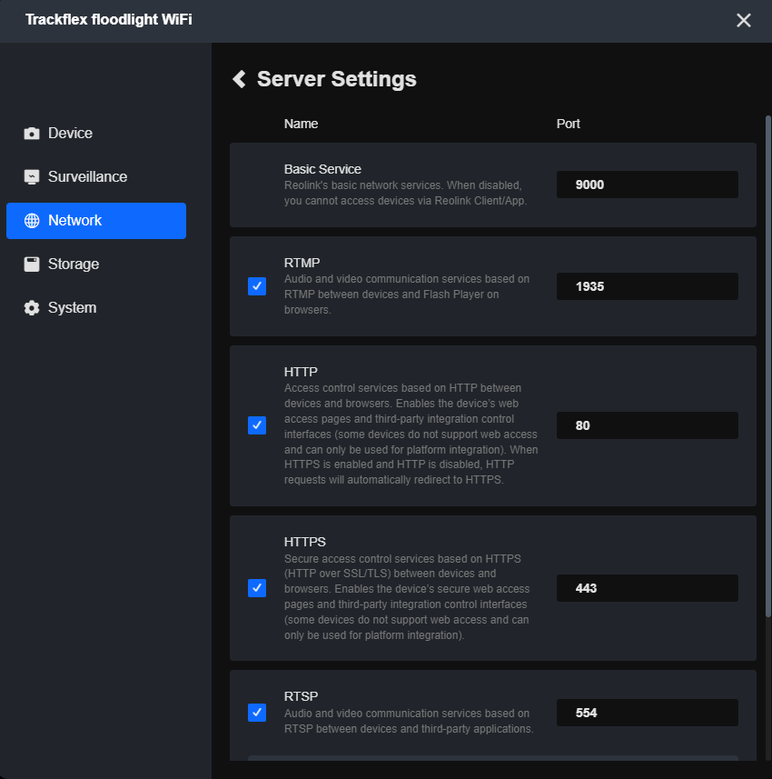 client server settings
