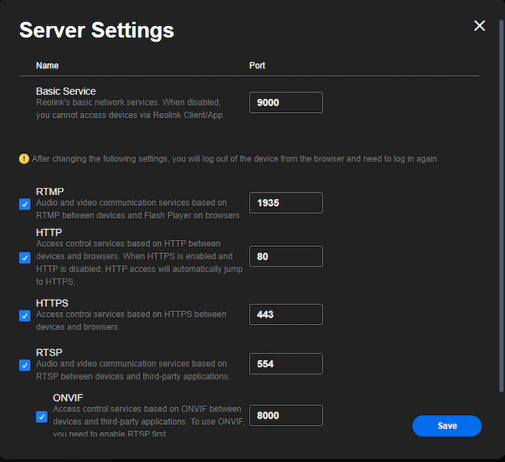 web server settings