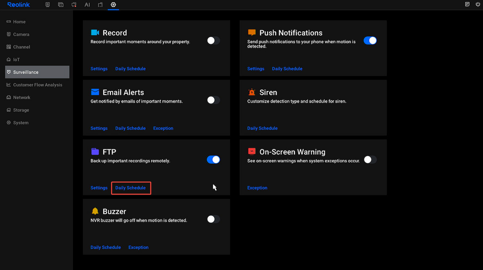 New UI FTP daily schedule