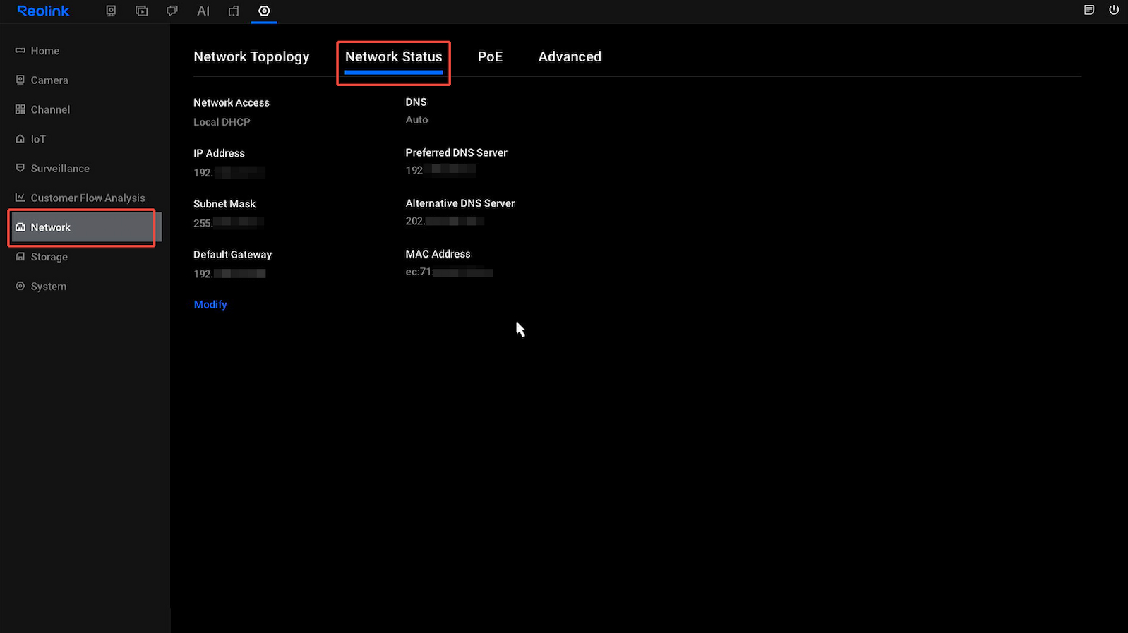nvr Network Info