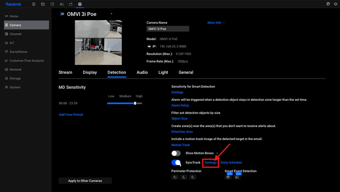Settings next to SyncTrack