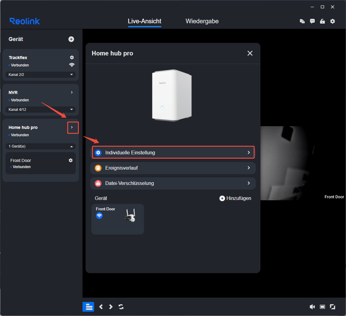 home hub settings client
