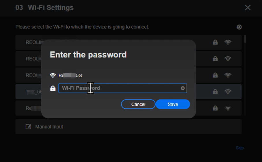 enter the password of the WiFi network