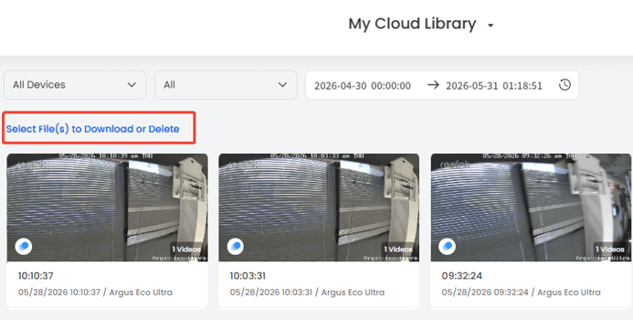 Select files to download or delete