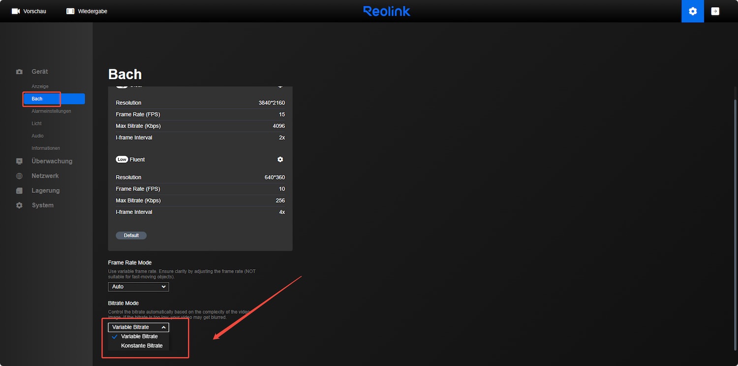 web Bitrate Mode