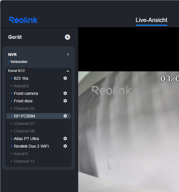 Channel on Reolink Software
