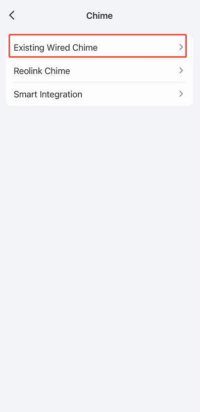 Existing Chime Settings