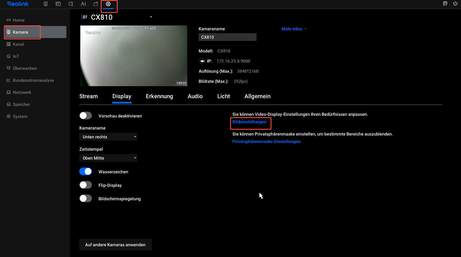 NVR  image settings
