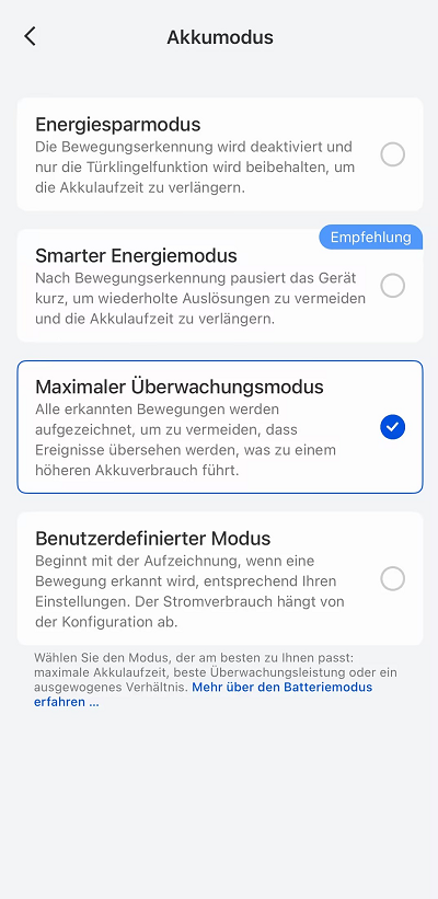 select the mode