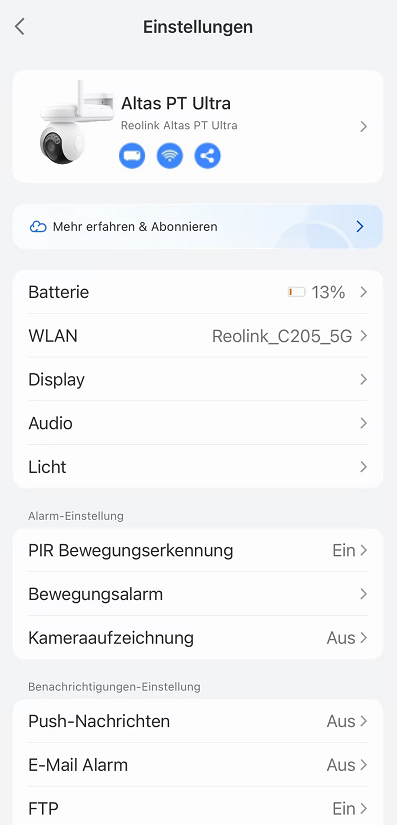 device settings page