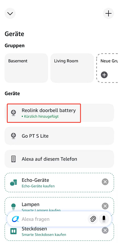 tap device  Alexa App