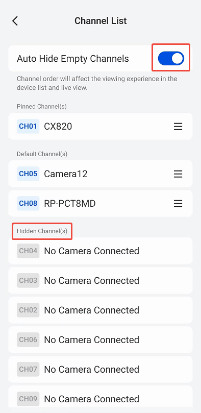 hidden channel list