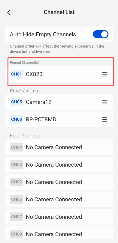 pinned channel list